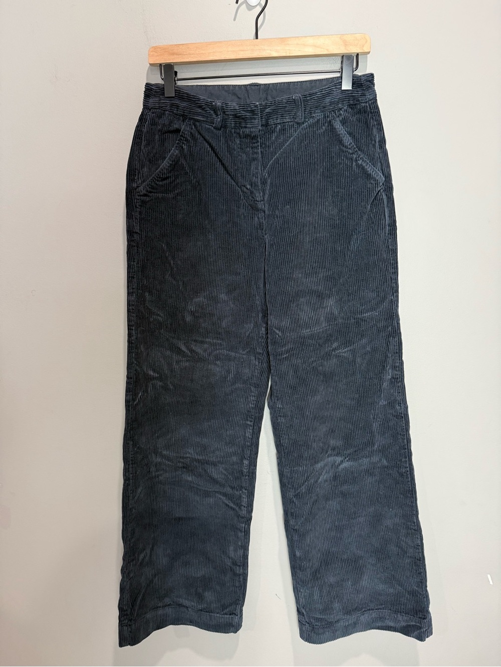 Poetry Dark Blue/Gray Corduroy Wide Leg Pants US 6 100% Cotton Cropped